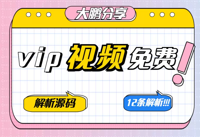 VIP视频在线解析源码 内置可用12条线路–大鹏个人资源分享网–专注于插件软件资源教程技术分享！